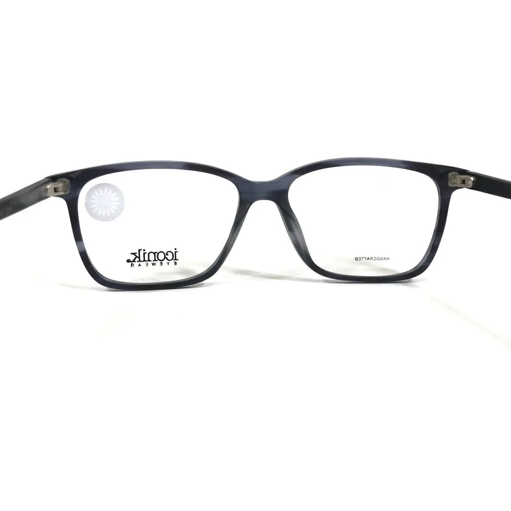 Iconik Eyeglasses Frames Mish C01 Black Blue Horn Square Horn Rim 53-15-140